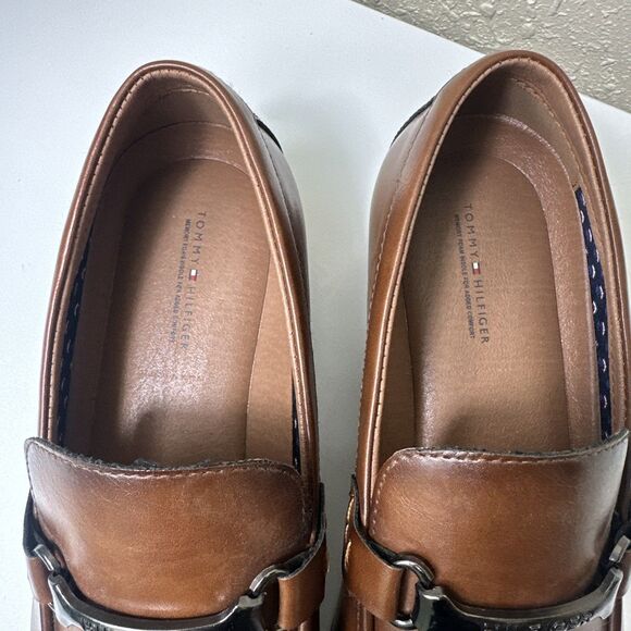 Tommy Hilfiger Men\'s Sz 11 M Dark Natural Brown PU Leather Senner Loafers NWOB main image 4